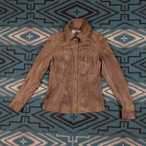 Y2k Baguda 100% Leather Button Up Jacket Vintage Made In India Boho Glam Small